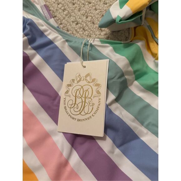 NWT IN BAG!! TBBC Brookhaven Bow Bathing Suit Rainbow Roller Skate Stripe - Picture 4 of 7